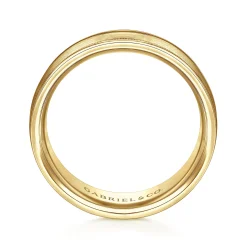 Discount Gabriel & Co. Joseph - 14K Yellow Gold 7mm - Men's Wedding Band in Satin Finish