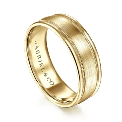 Discount Gabriel & Co. Joseph - 14K Yellow Gold 7mm - Men's Wedding Band in Satin Finish