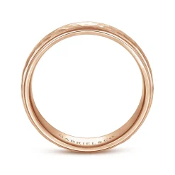 Best Gabriel & Co. Joshua - 14K Rose Gold 6mm - Hammered Finish Men's Wedding Band
