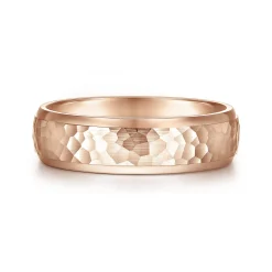 Best Gabriel & Co. Joshua - 14K Rose Gold 6mm - Hammered Finish Men's Wedding Band