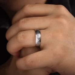 Sale Gabriel & Co. Joshua - 14K White Gold 6mm - Hammered Finish Men's Wedding Band