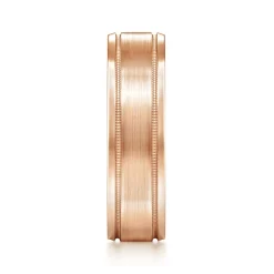 Sale Gabriel & Co. Josiah - 14K Rose Gold 6mm - Satin Polish Center and Milgrain Edge Men's Wedding Band