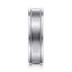 Hot Gabriel & Co. Josiah - 14K White Gold 6mm - Satin Polish Center and Milgrain Edge Men's Wedding Band