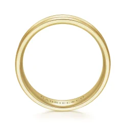 Outlet Gabriel & Co. Josiah - 14K Yellow Gold 6mm - Satin Polish Center and Milgrain Edge Men's Wedding Band