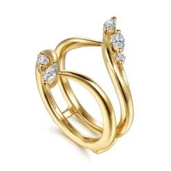 Best Gabriel & Co. Journey - 14K Yellow Gold Prong set Marquise and Round Diamond Ring Enhancer - 0.4 ct