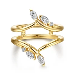 Best Gabriel & Co. Journey - 14K Yellow Gold Prong set Marquise and Round Diamond Ring Enhancer - 0.4 ct