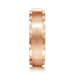 Clearance Gabriel & Co. Julian - 14K Rose Gold 6mm - Satin Finish Men's Wedding Band with Carved Edge