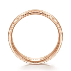 Clearance Gabriel & Co. Julian - 14K Rose Gold 6mm - Satin Finish Men's Wedding Band with Carved Edge