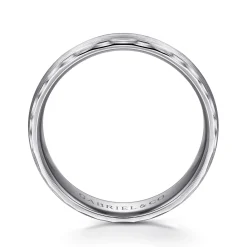 Online Gabriel & Co. Julian - 14K White Gold 6mm - Satin Finish Men's Wedding Band with Carved Edge