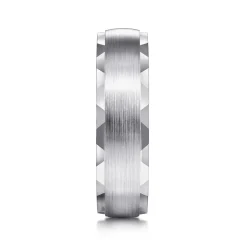 Online Gabriel & Co. Julian - 14K White Gold 6mm - Satin Finish Men's Wedding Band with Carved Edge