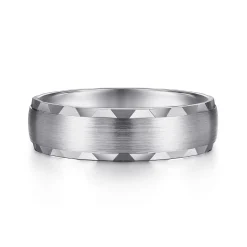 Online Gabriel & Co. Julian - 14K White Gold 6mm - Satin Finish Men's Wedding Band with Carved Edge