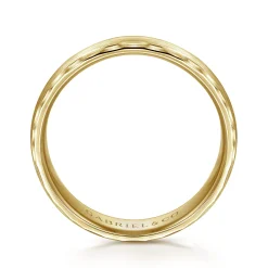 Discount Gabriel & Co. Julian - 14K Yellow Gold 6mm - Satin Finish Men's Wedding Band with Carved Edge