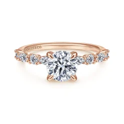 Discount Gabriel & Co. Juliet - 14K Rose Gold Round Diamond Engagement Ring