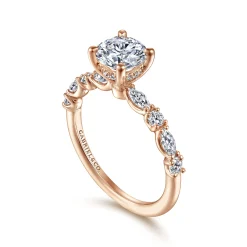 Discount Gabriel & Co. Juliet - 14K Rose Gold Round Diamond Engagement Ring