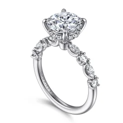 Best Gabriel & Co. Juliet - 14K White Gold Round Diamond Engagement Ring