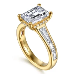 Online Gabriel & Co. Juney - 14K Yellow Gold Channel set Baguette Emerald Cut Diamond Engagement Ring