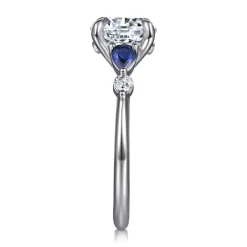Clearance Gabriel & Co. Kallie - 14K White Gold Round Diamond and Sapphire Engagement Ring