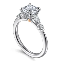 New Gabriel & Co. Kallie - 14K White-Rose Gold Cushion Cut Diamond Engagement Ring