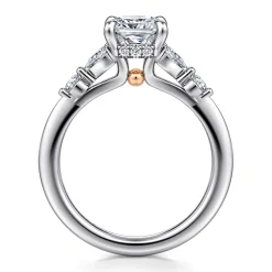 New Gabriel & Co. Kallie - 14K White-Rose Gold Cushion Cut Diamond Engagement Ring