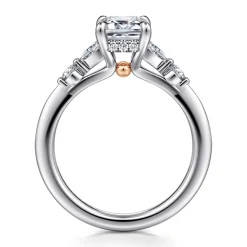Gabriel & Co. Kallie - 14K White-Rose Gold Emerald Cut Diamond Engagement Ring