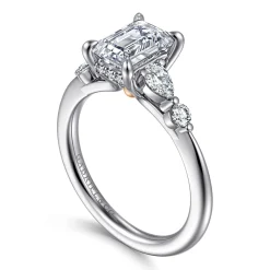 Gabriel & Co. Kallie - 14K White-Rose Gold Emerald Cut Diamond Engagement Ring