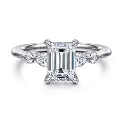 Gabriel & Co. Kallie - 14K White-Rose Gold Emerald Cut Diamond Engagement Ring