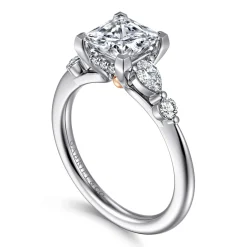 Hot Gabriel & Co. Kallie - 14K White-Rose Gold Princess Cut Diamond Engagement Ring