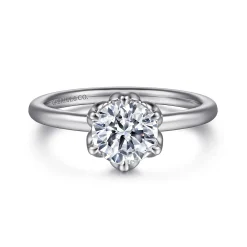 Best Gabriel & Co. Kamera - 14K White Gold 6 Prong Round Solitaire Engagement Ring