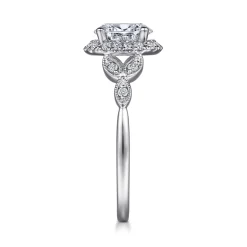 Gabriel & Co. Katriane - Vintage Inspired 14K White Gold Oval Halo Diamond Engagement Ring