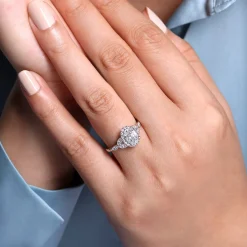 Gabriel & Co. Katriane - Vintage Inspired 14K White Gold Oval Halo Diamond Engagement Ring