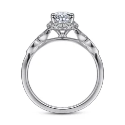 Gabriel & Co. Katriane - Vintage Inspired 14K White Gold Oval Halo Diamond Engagement Ring