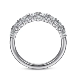 Discount Gabriel & Co. Kauai - 14K White Gold Diamond Cluster Station Anniversary Band - 1 ct