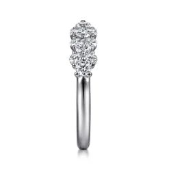 Discount Gabriel & Co. Kauai - 14K White Gold Diamond Cluster Station Anniversary Band - 1 ct