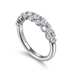 Discount Gabriel & Co. Kauai - 14K White Gold Diamond Cluster Station Anniversary Band - 1 ct