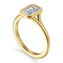 Sale Gabriel & Co. Kaya - 14K Yellow Gold Bezel Set Emerald Cut Solitaire Diamond Engagement Ring