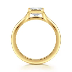 Sale Gabriel & Co. Kaya - 14K Yellow Gold Bezel Set Emerald Cut Solitaire Diamond Engagement Ring