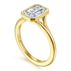 Online Gabriel & Co. Kaya - 14K Yellow Gold Bezel Set Emerald Cut Solitaire Diamond Engagement Ring