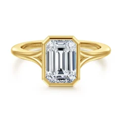 Online Gabriel & Co. Kaya - 14K Yellow Gold Bezel Set Emerald Cut Solitaire Diamond Engagement Ring