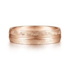 Discount Gabriel & Co. Kayden - 14K Rose Gold 6mm - Brushed Diamond Cut Men's Wedding Band