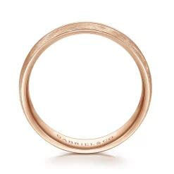 Discount Gabriel & Co. Kayden - 14K Rose Gold 6mm - Brushed Diamond Cut Men's Wedding Band