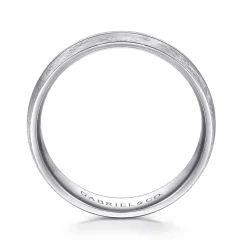 Outlet Gabriel & Co. Kayden - 14K White Gold 6mm - Brushed Diamond Cut Men's Wedding Band