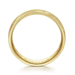 New Gabriel & Co. Kayden - 14K Yellow Gold 6mm - Brushed Diamond Cut Men's Wedding Band