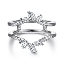 Clearance Gabriel & Co. Keisha - 14K White Gold Prong Set Fancy Diamond Ring Enhancer - 0.5 ct