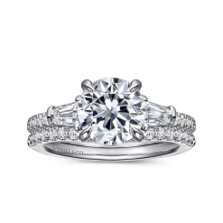 Sale Gabriel & Co. Kendal - 14K White Gold Round Three Stone Diamond Engagement Ring