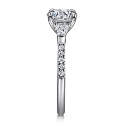 Sale Gabriel & Co. Kendal - 14K White Gold Round Three Stone Diamond Engagement Ring