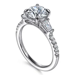 Sale Gabriel & Co. Kendal - 14K White Gold Round Three Stone Diamond Engagement Ring