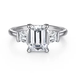 Hot Gabriel & Co. Kenia - 14K White Gold Emerald Cut Three Stone Diamond Engagement Ring