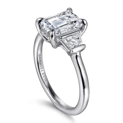 Hot Gabriel & Co. Kenia - 14K White Gold Emerald Cut Three Stone Diamond Engagement Ring