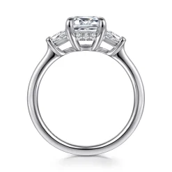 Hot Gabriel & Co. Kenia - 14K White Gold Emerald Cut Three Stone Diamond Engagement Ring