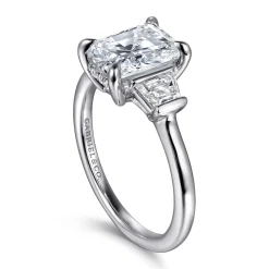 Best Gabriel & Co. Kenia - 14K White Gold Radiant Cut Three Stone Diamond Engagement Ring